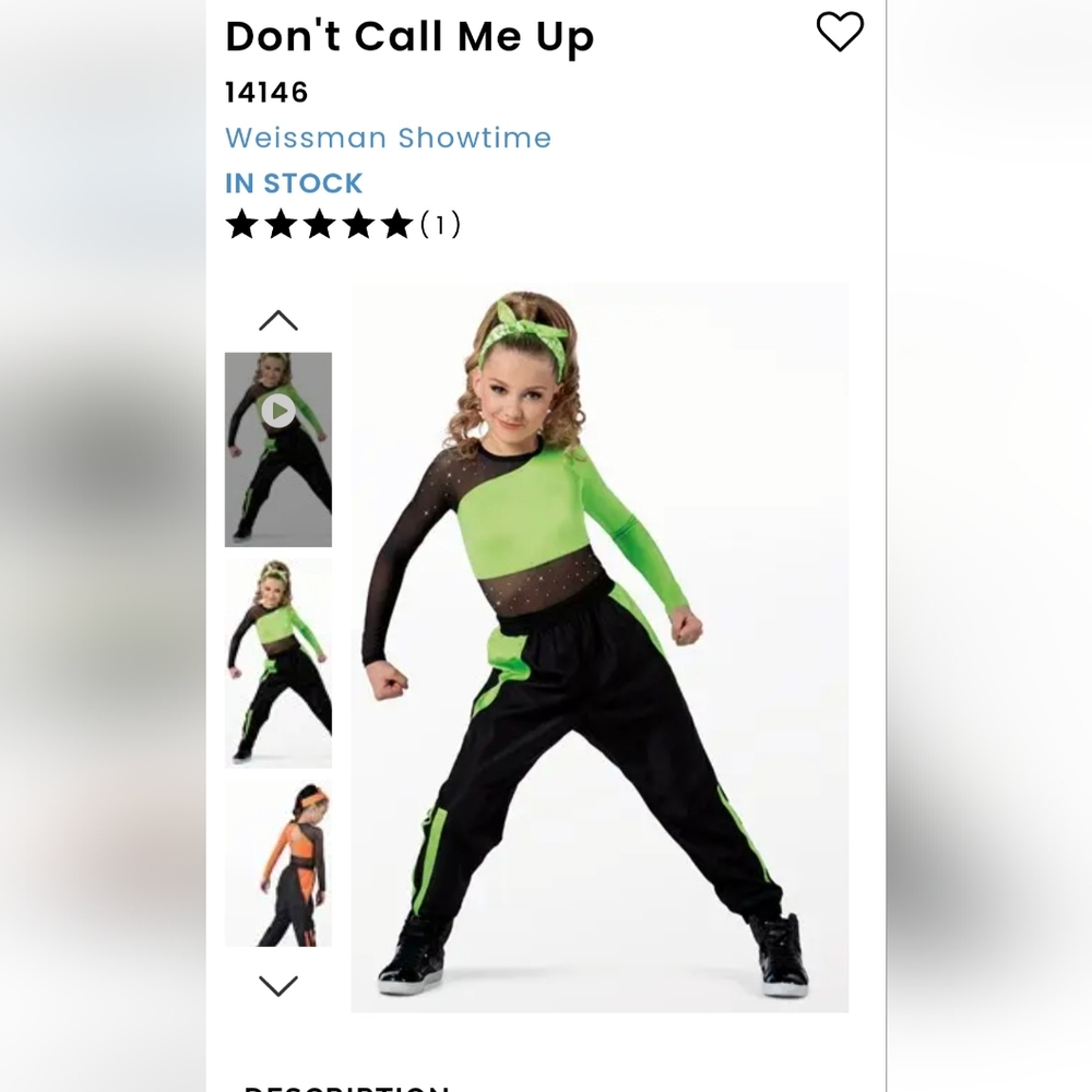 Green and Black Dance Outfit Weissman